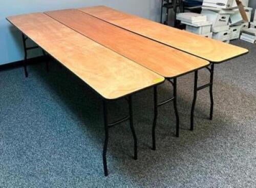 DESCRIPTION: (3) 8' FOLDING COMPOSITE TABLES SIZE: 96"X18" LOCATION: CONFERENCE ROOM QTY: 3