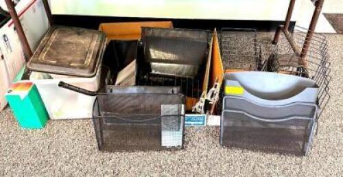 DESCRIPTION: ASSORTED PAPER HOLDERS AND FILE CONTAINERS LOCATION: MAIN OFFICE QTY: 1