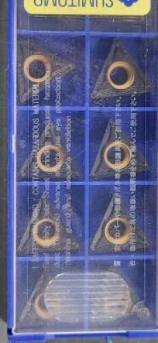 DESCRIPTION: (10) TCMT32,51ESU SOLID CARBIDE TURNING INSERTS BRAND/MODEL: SUMITOMO TCMT16T304N-SU RETAIL$: $16.84 PER INSERT QTY: 10