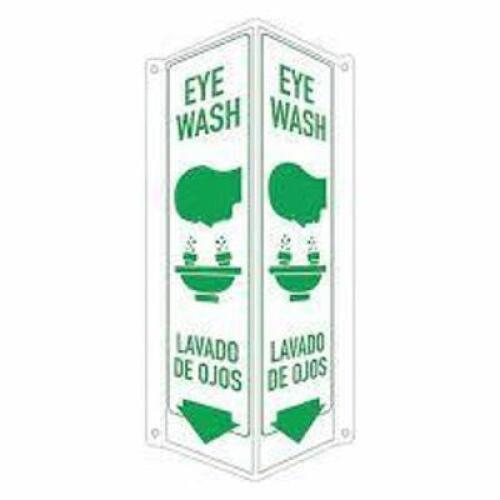 DESCRIPTION: (5) EMERGENCY EYEWASH SIGN BRAND/MODEL: SAFETY SIGN #460L10 RETAIL$: $30.75 EA SIZE: 18X8X3 QTY: 5