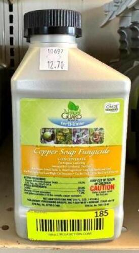DESCRIPTION: (8) 16 OZ. BOTTLES OF COPPER SOAP FUNGICIDE CONCENTRATE BRAND/MODEL: FERTI-LOME 41721-0381-CL RETAIL$: $12.70 EACH LOCATION: RETAIL SHOP