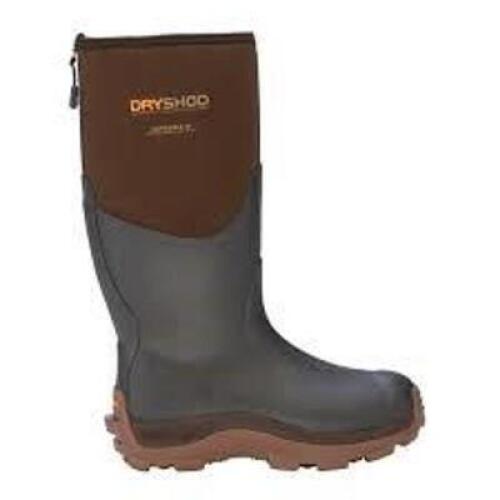 DESCRIPTION: PAIR OF HAYMAKER FARM BOOTS BRAND/MODEL: DRYSHOD HAY-MH-BR SIZE: M 8 RETAIL$: $169.95 LOCATION: RETAIL SHOP QTY: 1