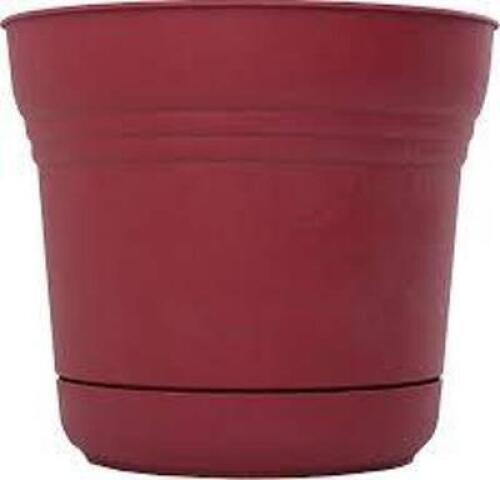 DESCRIPTION: (8) 10" SATURN PLASTIC PLANTER- UNION RED BRAND/MODEL: BLOEM RETAIL$: $7.99 EACH SIZE: 9.8" WIDTH LOCATION: STORE
