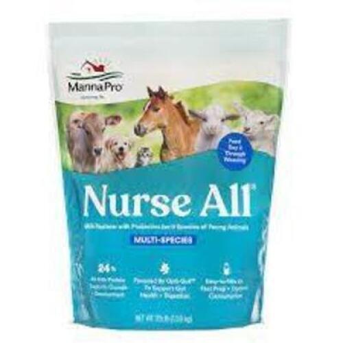 DESCRIPTION: (4) 3.5 LB. BAGS OF NURSE MULTI-SPECIES ALL MILK REPLACER BRAND/MODEL: MANNAPRO RETAIL$: $26.25 EACH LOCATION: RETAIL SHOP QTY: 4