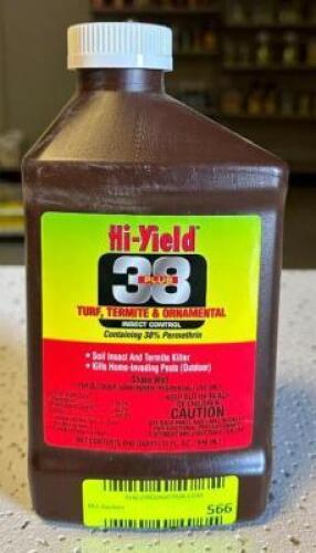 DESCRIPTION: (6) 32 OZ. BOTTLES OF 38 PLUS TURF, TERMITE & ORNAMENTAL INSECT CONTROL BRAND/MODEL: HI-YIELD 31332 LOCATION: STOCK ROOM QTY: 6