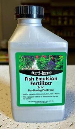 DESCRIPTION: (10) 16 OZ. BOTTLES OF FISH EMULSION (5-1-1) BRAND/MODEL: FERTI-LOME 10611 LOCATION: STOCK ROOM QTY: 10