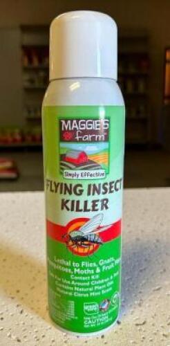 DESCRIPTION: (6) 14 OZ. CANS OF FLYING INSECT KILLER BRAND/MODEL: MAGGIE'S FARM 12006-4 LOCATION: STOCK ROOM QTY: 6