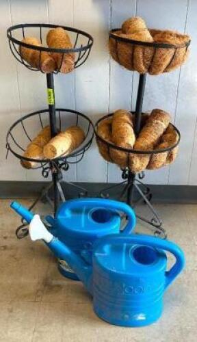 DESCRIPTION: (2) GARDEN STANDS AND (2) WATERING CANS LOCATION: STOCK ROOM QTY: 1