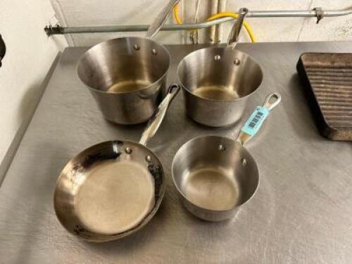 (4) PIECE KITCHEN AID STAINLESS SAUCE POT SET.