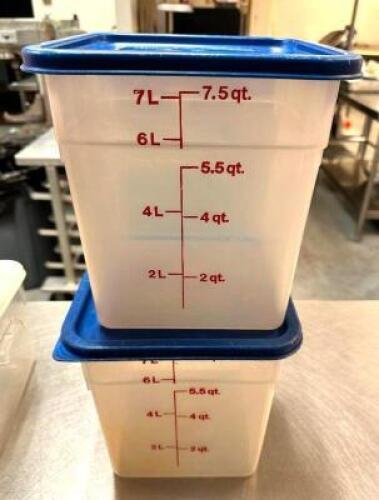 (2) 8 QT PLASTIC CONTAINERS W/ LIDS