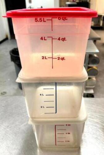 (3) 6 QT PLASTIC CONTAINERS W/ LIDS