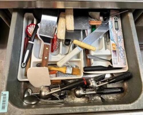 CONTENTS OF DRAWER - ASSORTED SMALL WARES AND UTENSILS