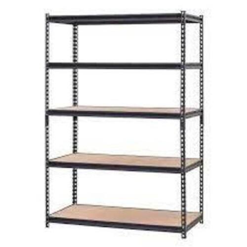DESCRIPTION: (1) HEAVY DUTY STORAGE RACKBRAND/MODEL: MUSCLE RACKINFORMATION: BLACK METAL, WOOD SHELVES, SEE INSPECTIONRETAIL$: $159.00 EASIZE:&nbsp;24" X 48"QTY: 1
