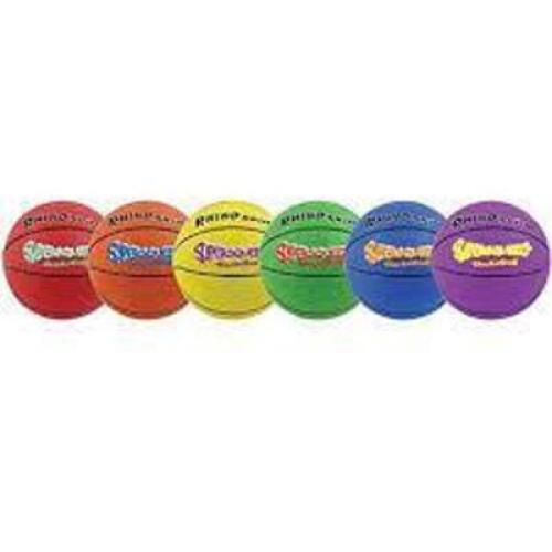DESCRIPTION: (1) SET OF (6) SUPER SQUEEZE BASKETBALL SET BRAND/MODEL: CHAMPION SPORTS #SQBBSET INFORMATION: RAINBOW COLORS, RHINO SKIN RETAIL$: $93.99