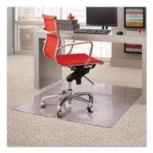 DESCRIPTION: (1) CLEAR MAT FOR ROLLY OFFICE CHAIRS BRAND/MODEL: BESWIN INFORMATION: CLEAR RETAIL$: $45.99 EA SIZE: MUST COME INSPECT FOR SIZE, WAS NOT