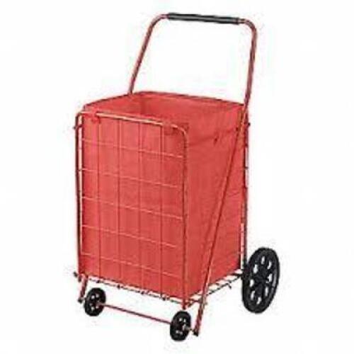 DESCRIPTION: (1) FOLDING SHOPPING CART WITH LINING BRAND/MODEL: SANDUSKY #FSC4021 INFORMATION: RED RETAIL$: $27.61 EA SIZE: COLLAPSABLE QTY: 1