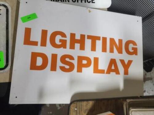 DESCRIPTION: (3) ALUMINUM INDUSTRIAL SIGNBRAND/MODEL: LIGHTING DISPLAYRETAIL$: $25.00 EAQTY: 3