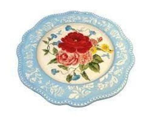 DESCRIPTION: (1) SET OF (4) SCALLOPED DINNER PLATES BRAND/MODEL: PIONEER WOMAN INFORMATION: SWEET ROSE RETAIL$: $21.52 EA SIZE: 10.98 IN QTY: 1