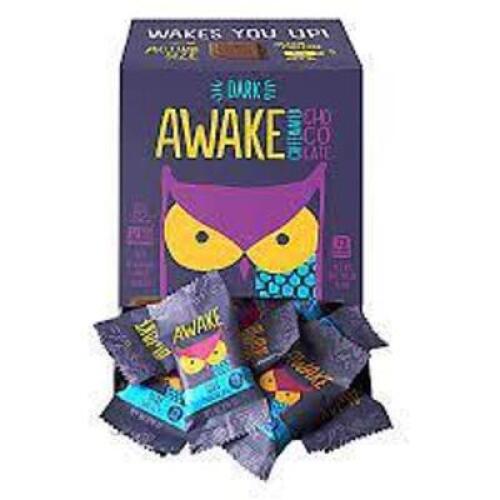 DESCRIPTION: (2) BOXES OF (6) BAGS OF (10) CAFFEINATED DARK CHOCOLATE BRAND/MODEL: AWAKE RETAIL$: $7.50 PER BAG QTY: 2