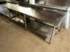DESCRIPTION: 8' X 24" ALL STAINLESS TABLE W/ 4" BACK SPLASH ADDITIONAL INFORMATION W/ UNDER SHELF. SIZE 8' X 24" LOCATION: BAY 7 QTY: 1 - 3