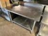 DESCRIPTION: 48" X 30" STAINLESS TABLE W/ 4" BACK SPLASH ADDITIONAL INFORMATION W/ UNDER SHELF. LOCATION: BAY 7 QTY: 1 - 2