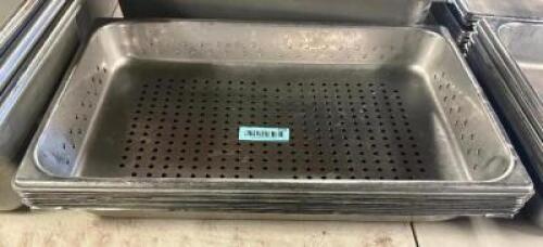 DESCRIPTION: (2) FULL SIZE SLOTTED STAINLESS INSERTS SIZE 2" DEEP LOCATION: BAY 7 THIS LOT IS: SOLD BY THE PIECE QTY: 2