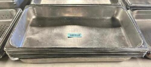 DESCRIPTION: (6) FULL SIZE STAINLESS INSERTS SIZE 2" DEEP LOCATION: BAY 7 THIS LOT IS: SOLD BY THE PIECE QTY: 6
