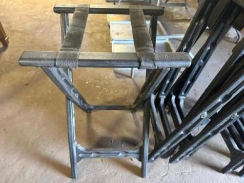 DESCRIPTION: (3) BLACK PLASTIC TRAY STANDS LOCATION: BAY 7 THIS LOT IS: SOLD BY THE PIECE QTY: 3