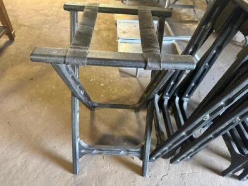 DESCRIPTION: (3) BLACK PLASTIC TRAY STANDS LOCATION: BAY 7 THIS LOT IS: SOLD BY THE PIECE QTY: 3