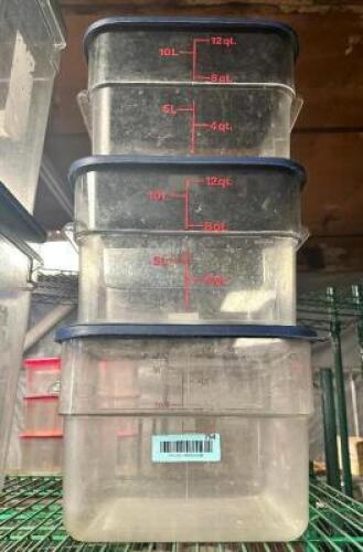 DESCRIPTION: (3) 12 QT PLASTIC CONTAINERS W/ LID SIZE 12 QT LOCATION: BAY 7 THIS LOT IS: SOLD BY THE PIECE QTY: 3
