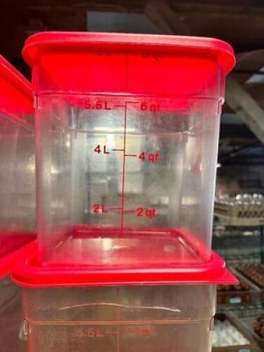 DESCRIPTION: (3) 6 QT PLASTIC CONTAINERS W/ LIDS SIZE 6 QT LOCATION: BAY 7 THIS LOT IS: SOLD BY THE PIECE QTY: 3