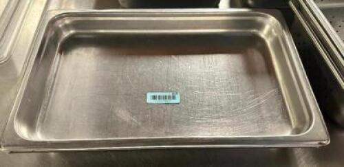 DESCRIPTION: (4) FULL SIZE STAINLESS INSERTS SIZE 2" DEEP LOCATION: BAY 7 THIS LOT IS: SOLD BY THE PIECE QTY: 4
