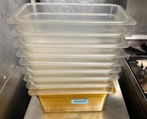 DESCRIPTION: (8) 1/3 SIZE PLASTIC INSERTS ADDITIONAL INFORMATION 6" DEEP LOCATION: BAY 7 THIS LOT IS: SOLD BY THE PIECE QTY: 8