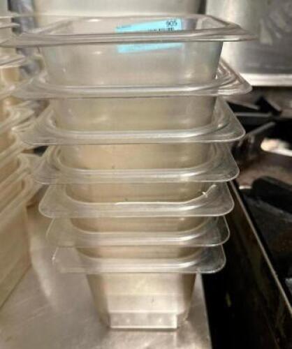 DESCRIPTION: (6) 1/6 SIZE PLASTIC INSERTS SLOTTED SIZE 4" DEEP LOCATION: BAY 7 THIS LOT IS: SOLD BY THE PIECE QTY: 6