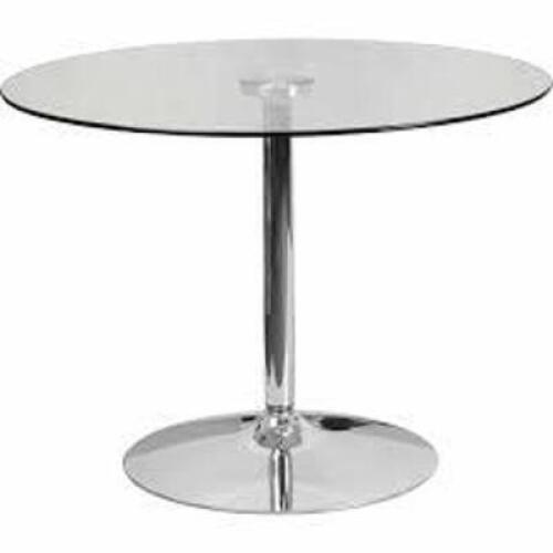 DESCRIPTION: (1) ROUND DINING HEIGHT TABLE BRAND/MODEL: FLASH FURNITURE #CH-8-GG INFORMATION: CLEAR RETAIL$: $284.17 EA SIZE: 29"H QTY: 1