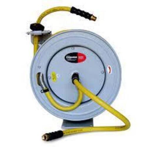 DESCRIPTION: (1) GARDEN CENTER HOSE REEL BRAND/MODEL: STEELMAN #96840-IND INFORMATION: YELLOW RETAIL$: $299.99 EA SIZE: 1/2" X 50' QTY: 1