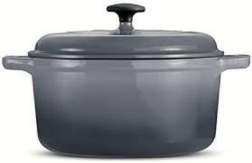 DESCRIPTION: (1) COVERED ROUND DUTCH OVEN BRAND/MODEL: (10) CONTINUOUS LABEL ROLL CARTRIDGE INFORMATION: CAST IRON, GRADATED GRAY RETAIL$: $49.99 EA S