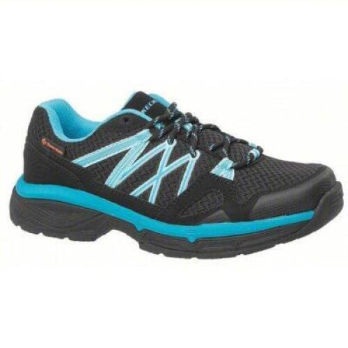 DESCRIPTION: (1) PAIR OF ATHLETIC SHOE, PLAIN TOE BRAND/MODEL: SKECHERS #52ET77 INFORMATION: BLACK WITH BLUE RETAIL$: $121.94 PER PAIR SIZE: WOMENS 9.
