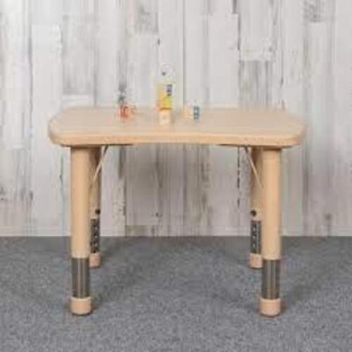 DESCRIPTION: (1) KIDS TABLE WITH CHAIRS BRAND/MODEL: FLASH FURNITURE #YU-YCY-098-RECT-NAT-LEGS-GG INFORMATION: NATURAL RETAIL$: $252.99 EA SIZE: 21" X