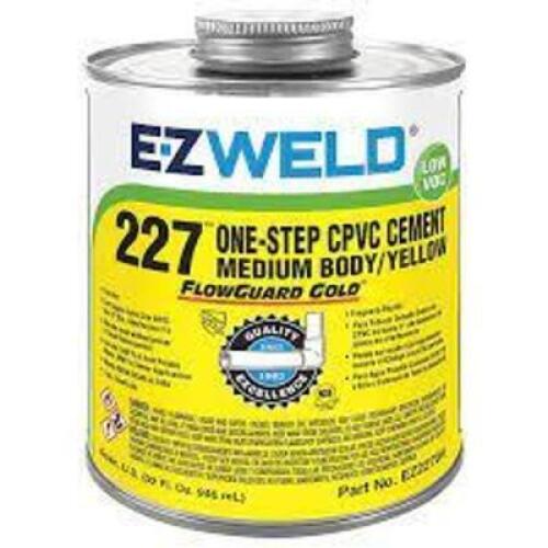 DESCRIPTION: (6) ONE STEP CPVC CEMENT BRAND/MODEL: EZ WELD 227 RETAIL$: $17.64 EA SIZE: 32 FL OZ QTY: 6