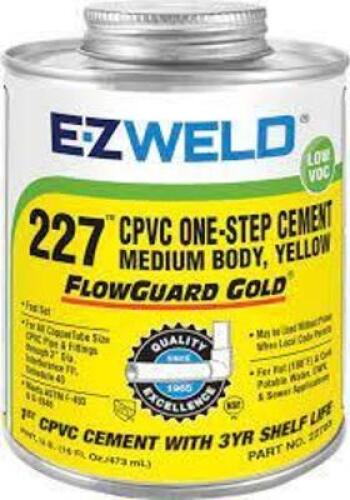 DESCRIPTION: (2) ONE STEP CPVC CEMENT BRAND/MODEL: EZ WELD 227 RETAIL$: $17.64 EA SIZE: 32 FL OZ QTY: 2