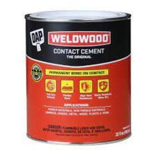 DESCRIPTION: (2) CONTACT CEMENT BRAND/MODEL: DAP WELDWOOD RETAIL$: $33.96 TOTAL SIZE: 32 FL OZ QTY: 2