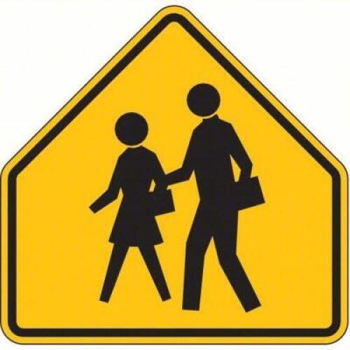 DESCRIPTION: (2) TRAFFIC SIGN BRAND/MODEL: SCHOOL CROSSING SIGN #3ZTH9 INFORMATION: YELLOW RETAIL$: $151.64 EA SIZE: 30X30 ALUMINUM QTY: 2