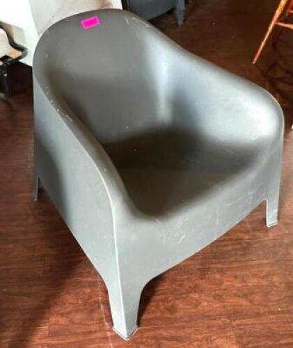 DESCRIPTION: (2) SKARPO OUTDOOR PLATIC ARMCHAIR-GRAY