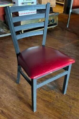DESCRIPTION: (8) LEATHER DINNER CHAIRS-RED