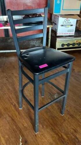 DESCRIPTION: (5) LEATHER BAR STOOLS-BLACK