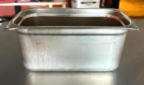 DESCRIPTION: (7) 1/3 SIZE STAINLESS INSERTS SIZE: 6" DEEP