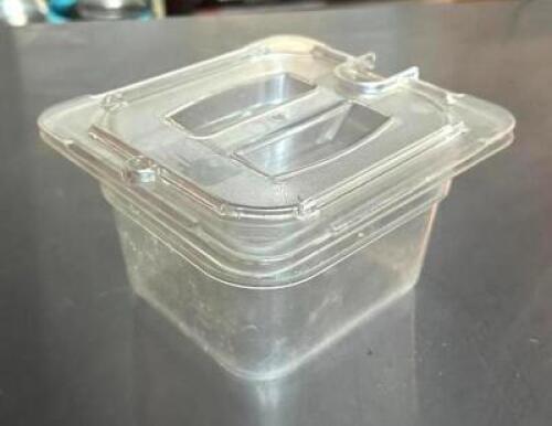 DESCRIPTION: (12) 1/6 SIZE PLASTIC INSERTS W/ LIDS SIZE: 1/6 SIZE