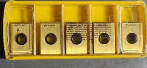 DESCRIPTION: (10) CARBIDE MILLING INSERTS BRAND/MODEL: KENNAMETAL 45580537 RETAIL$: $17.97 PER INSERT QTY: 10