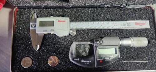 DESCRIPTION: (1) CALIPER/MICROMETER SET BRAND/MODEL: STARRETT S766BZ RETAIL$: 619 SIZE: CALIPER-0-6"/0-150mm MICROMETER 0-1" 0-25mm QTY: 1
